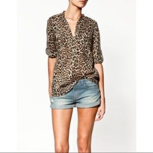Zara leopard blouse